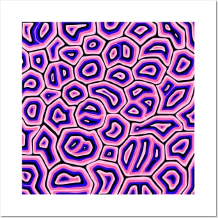 Pink Blue and Black Groovy Liquid Marble Swirls Posters and Art